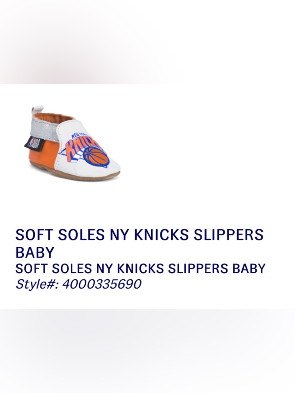Robeez NY Knicks Baby Slip-On Slipper - White, Orange, Blue NWT